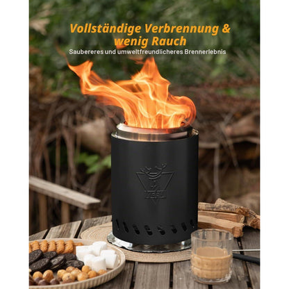Rauchfreie Tischfeuerstelle für Camping & Garten – Schwarz
