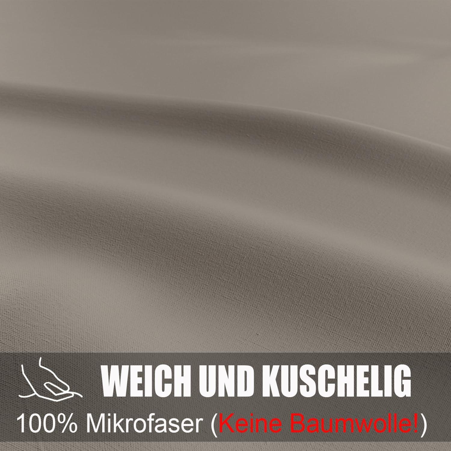 Soifox Bettwäsche 200x200 Taupe Mikrofaser bügelfrei