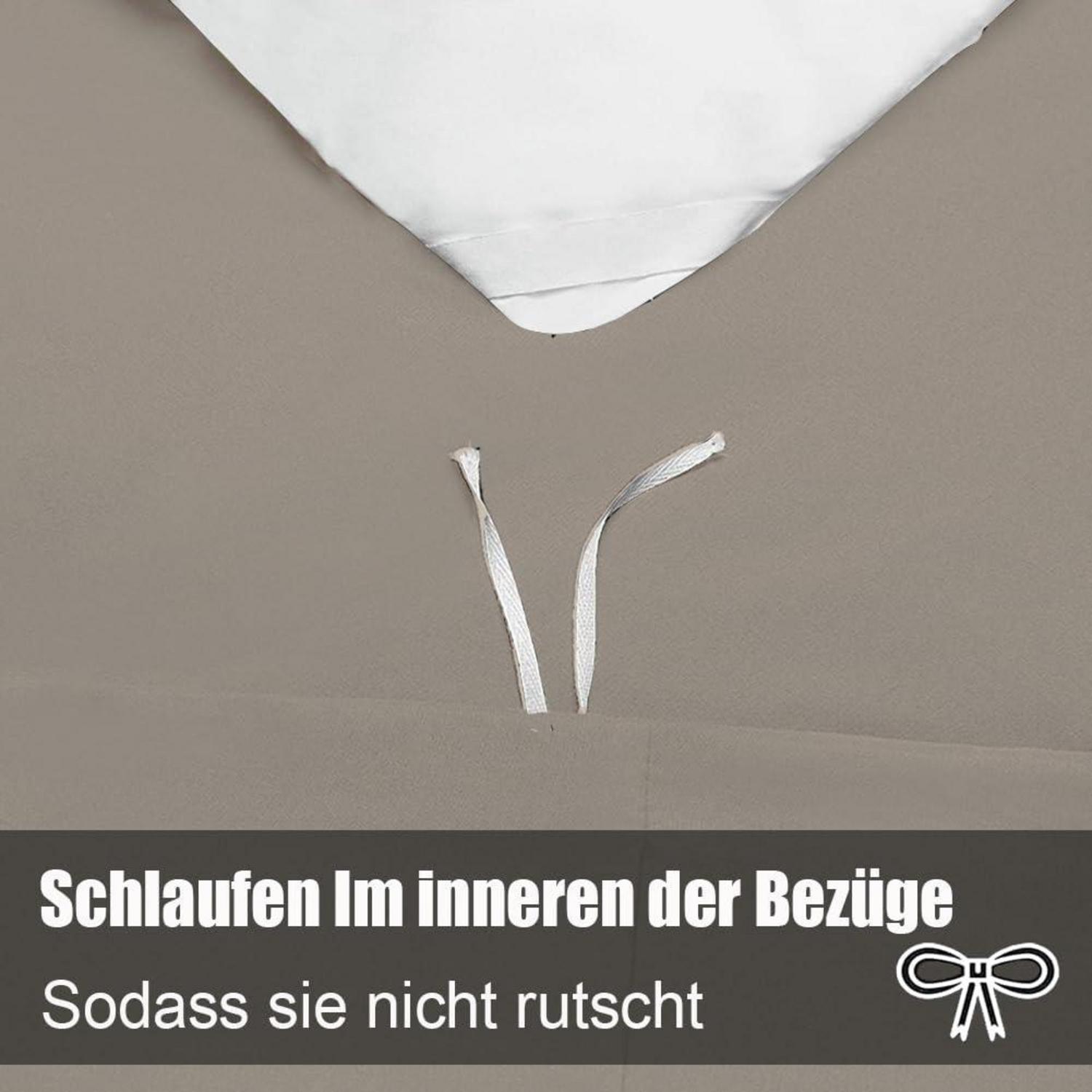Bettwäsche 200x200 Taupe Set Mikrofaser Reißverschluss 2er Set 80x80 cm