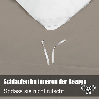 Bettwäsche 200x200 Taupe Set Mikrofaser Reißverschluss 2er Set 80x80 cm