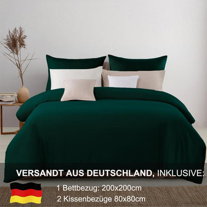 Bettwäsche 200x200 Grün Weich Mikrofaser Reißverschluss 2er Set