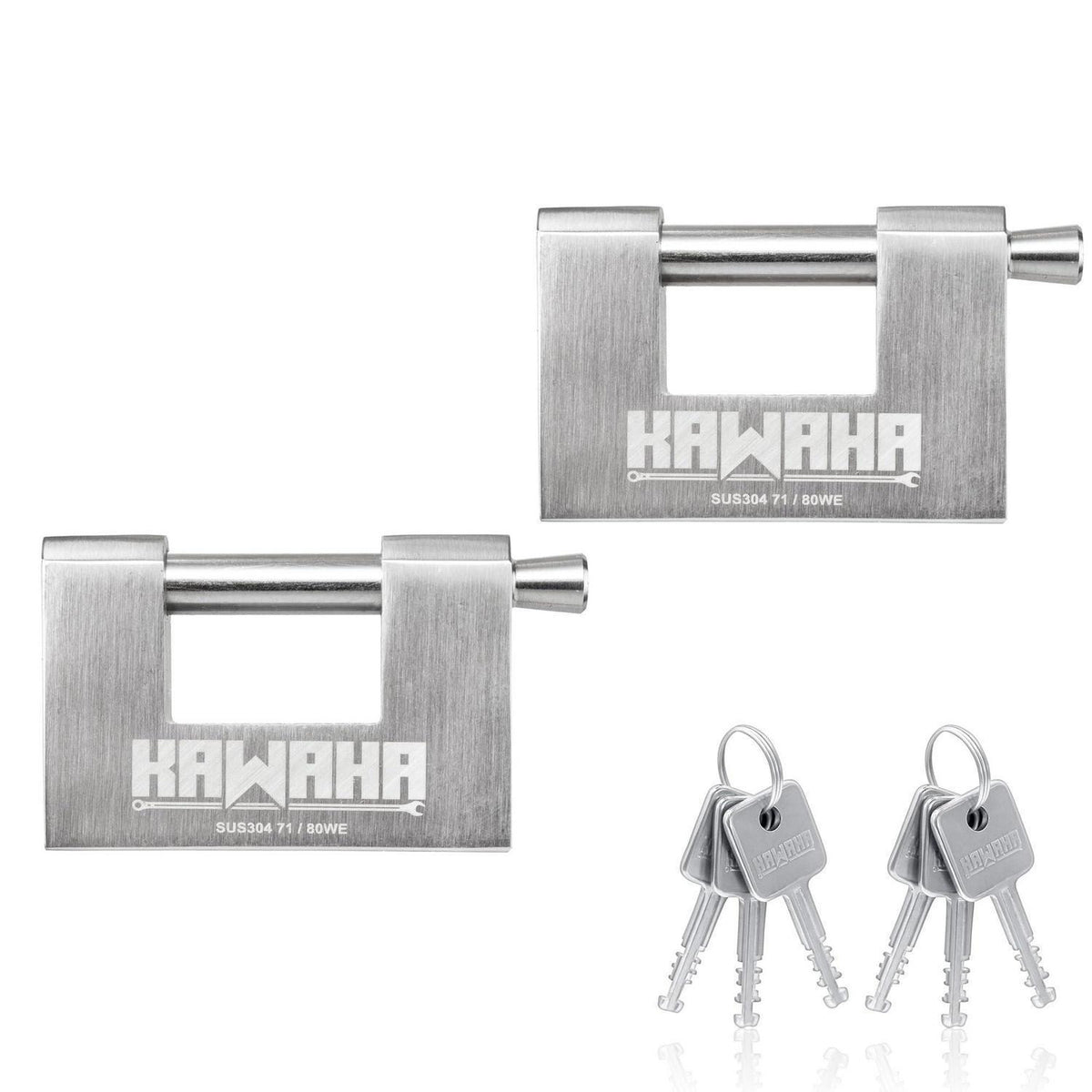 Edelstahl Vorhängeschloss 80mm - 2er Pack, Gleichschließend