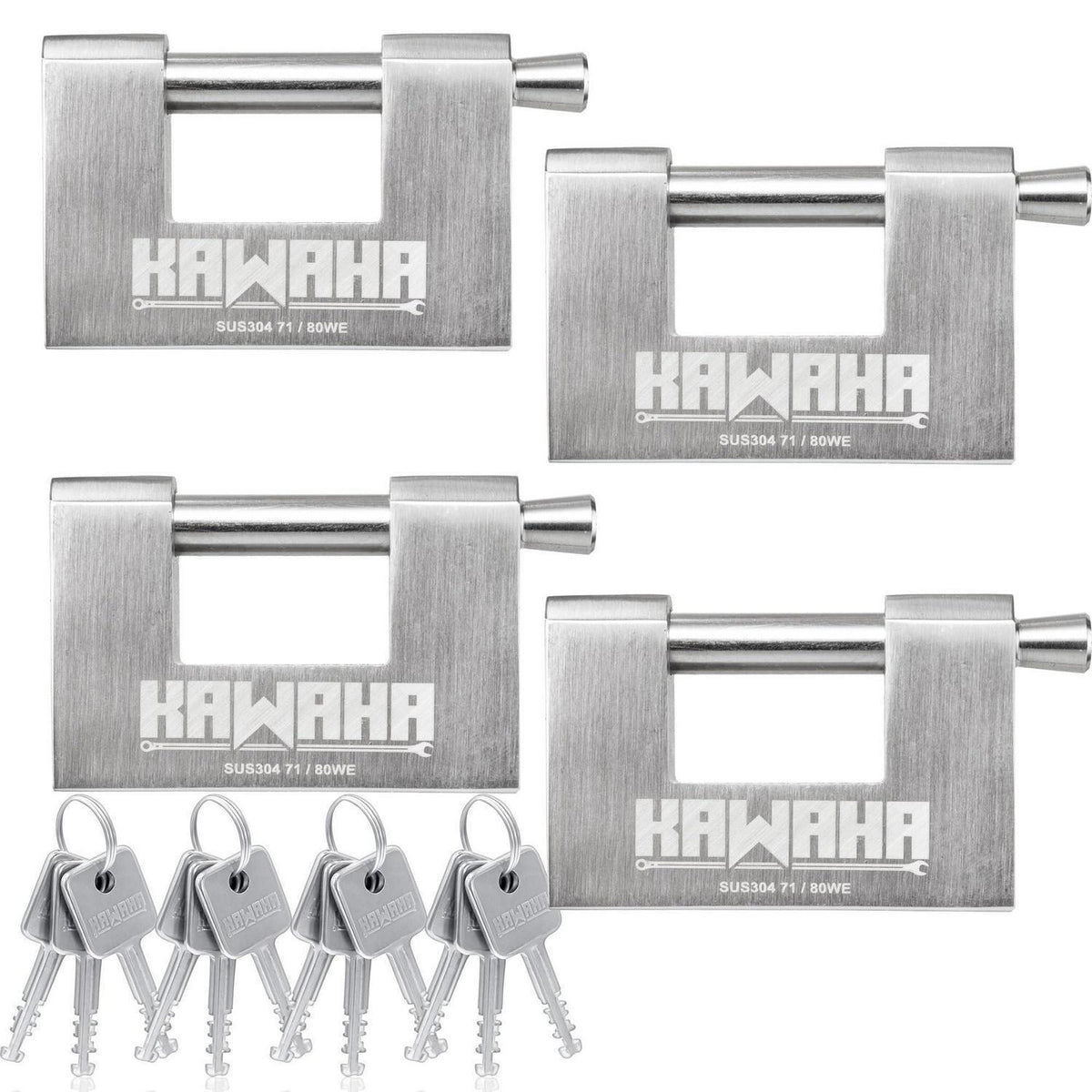 Edelstahl Vorhängeschloss 80mm - 4er Set, Gleicher Schlüssel