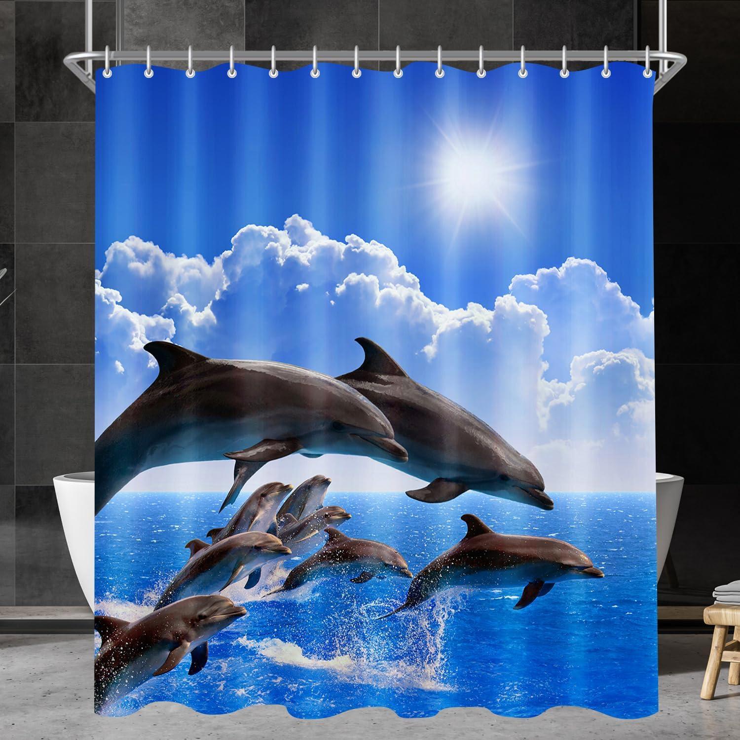 Duschvorhang Delphin Antischimmel Wasserabweisend 240x180cm