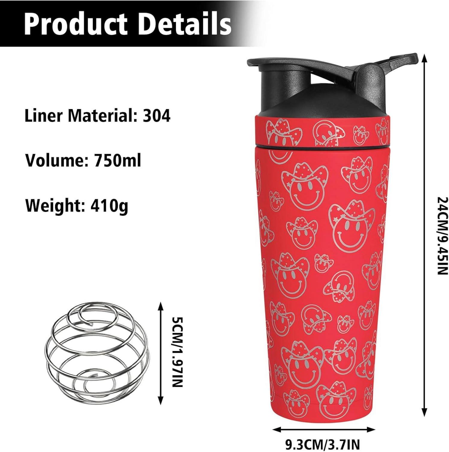 Protein Shaker Edelstahl 750ml Doppelschicht Vakuum Isoliert