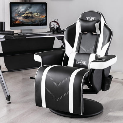 S*MAX Gaming Stuhl mit Fußstütze - Schwarz, Verstellbare