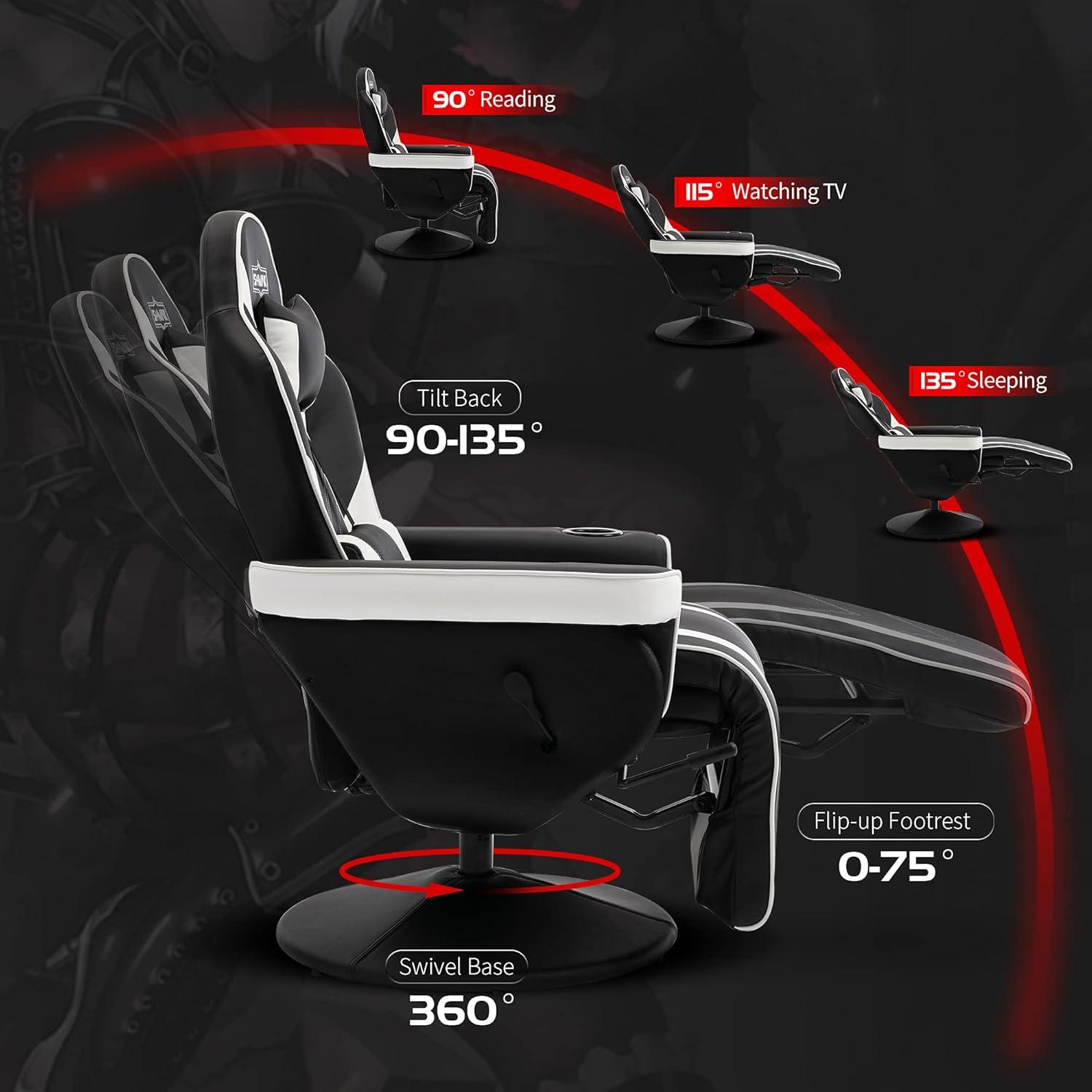 S*MAX Gaming Stuhl mit Fußstütze Schwarz Ergonomischer Racing Style
