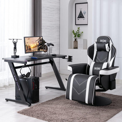 S*MAX Gaming Stuhl Schwarz hoher Rückenlehne Fußstütze Becherhalter