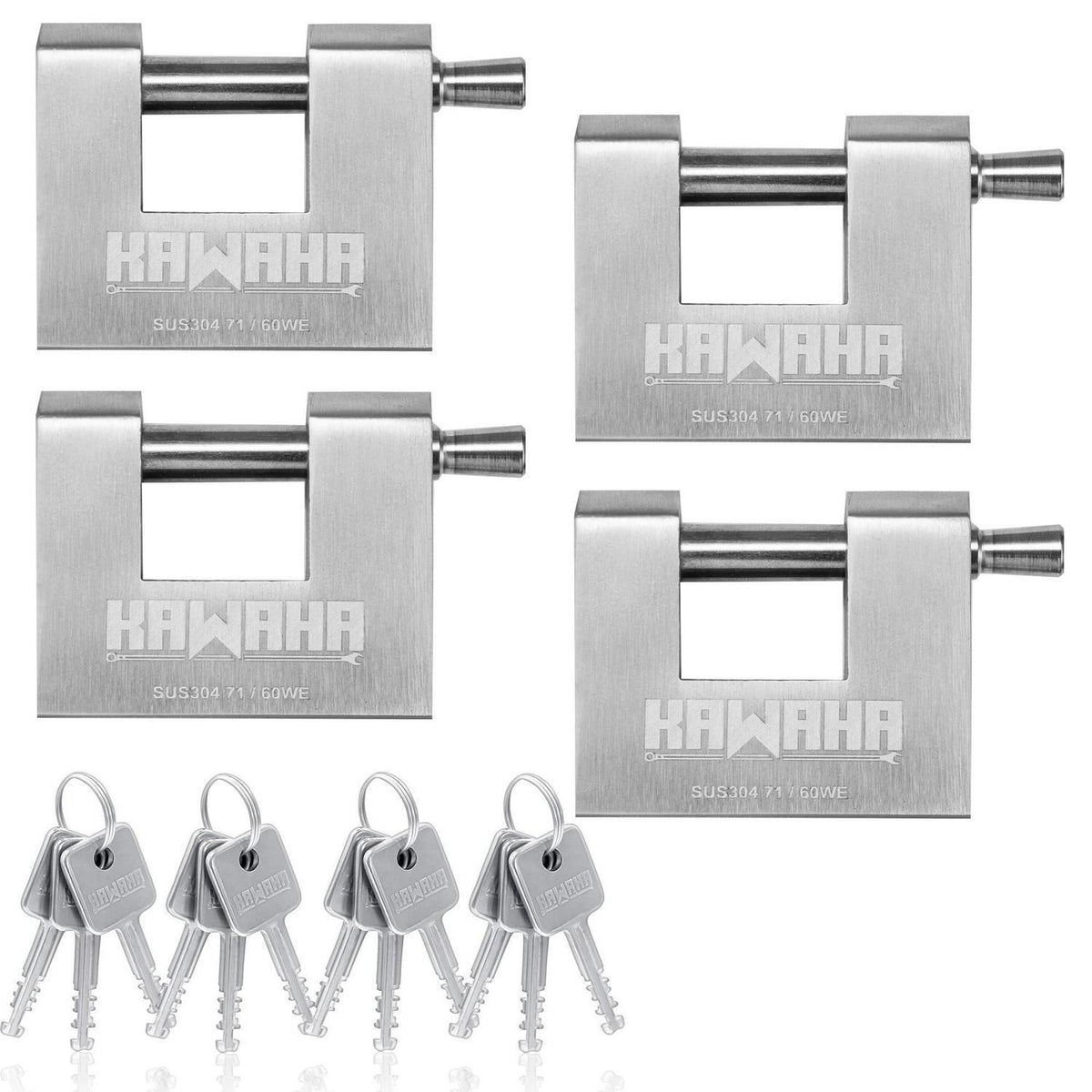 Edelstahl Vorhängeschloss 60mm - 4er Set - Gleichschließend