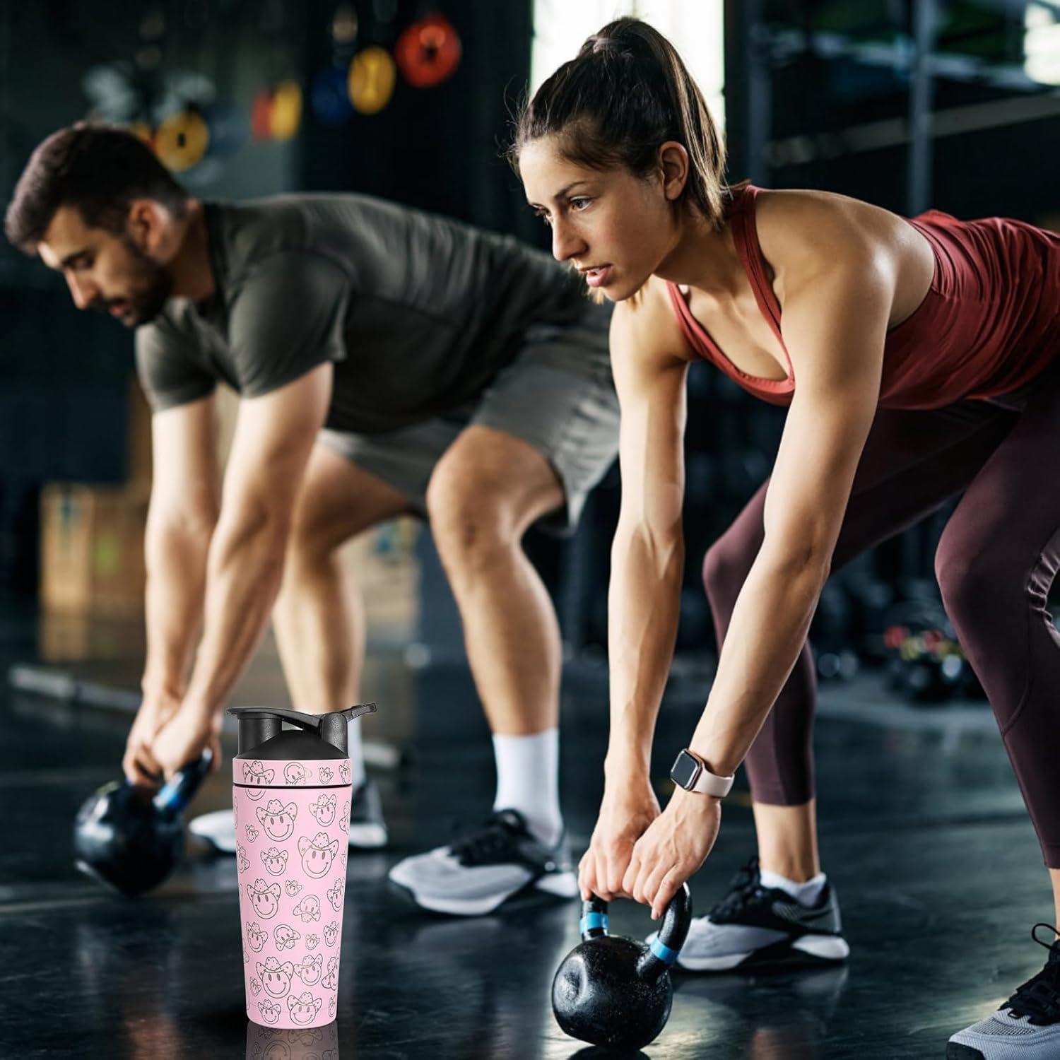 Protein Shaker 750ml Edelstahl Eiweiß Shaker Kugel Rosa
