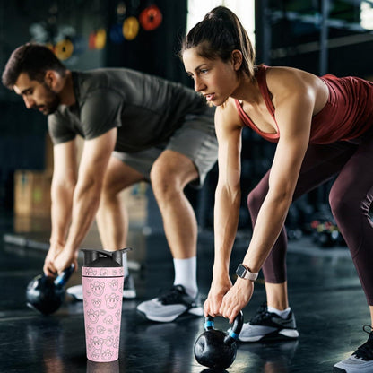Protein Shaker 750ml Edelstahl Eiweiß Shaker Kugel Rosa