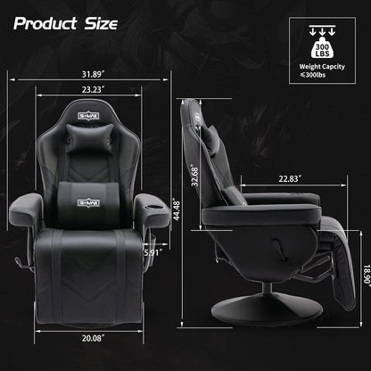 S*MAX Gaming Stuhl Schwarz X Large mit Fußstütze