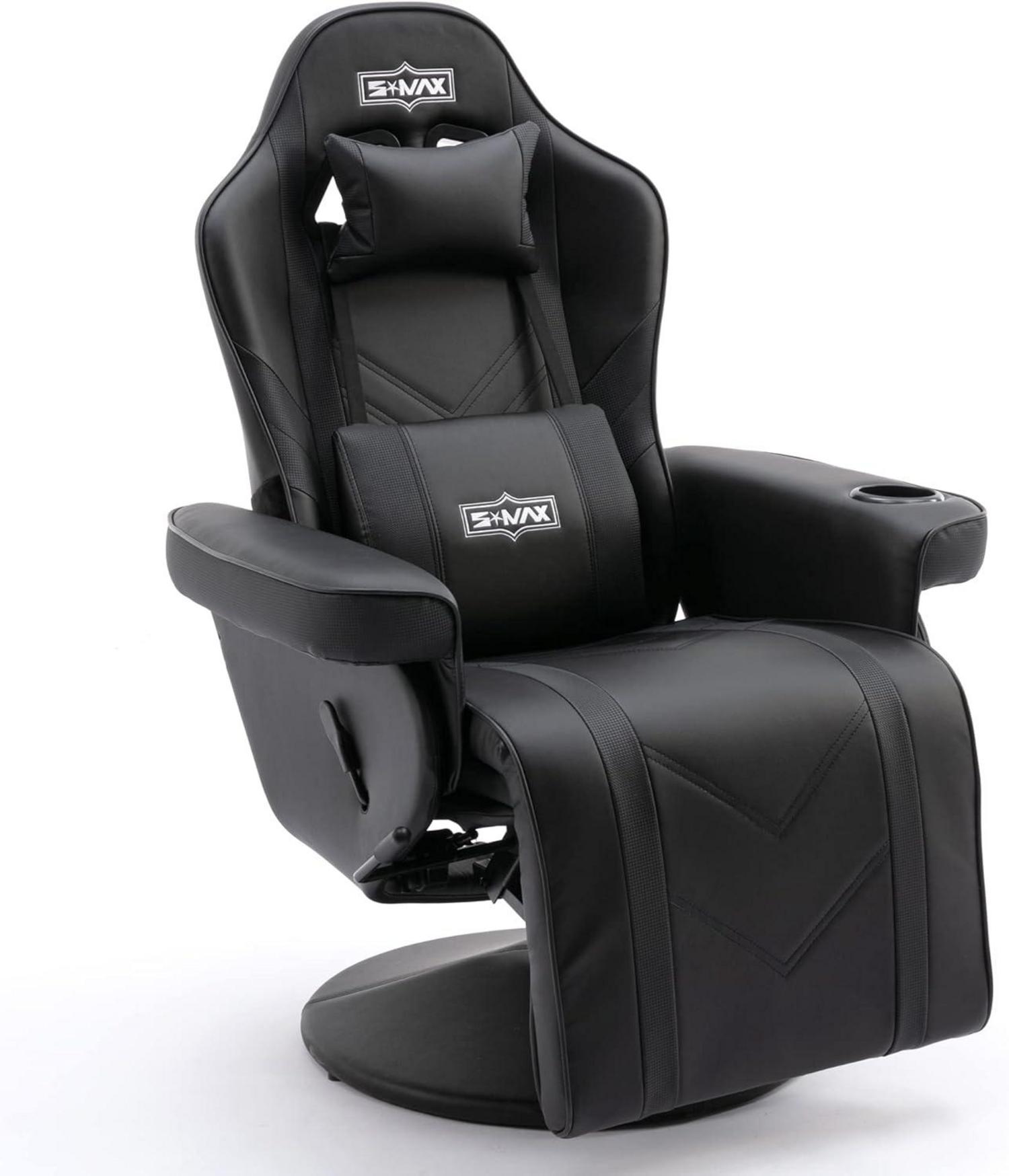 Gaming Stuhl mit Fußstütze hoher Rückenlehne Becherhalter Seitentasche