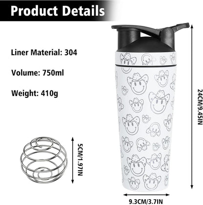 Edelstahl Protein Shaker 750ml Vakuum Isoliert für Cremige