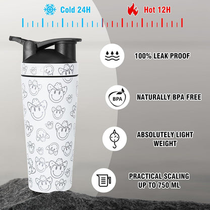 Edelstahl Protein Shaker 750ml - Thermoflasche mit BlenderBall - Isoliert-Edelstahl - Klumpenfreie, Cremige Shakes - BPA Frei