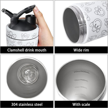 Protein Shaker Edelstahl Vakuum Isoliert BlenderBall 750ml - BPA frei