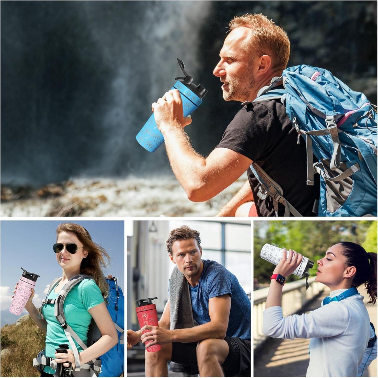 Edelstahl Protein Shaker 750ml - Thermoflasche mit BlenderBall - Isoliert-Edelstahl - Klumpenfreie, Cremige Shakes - BPA Frei