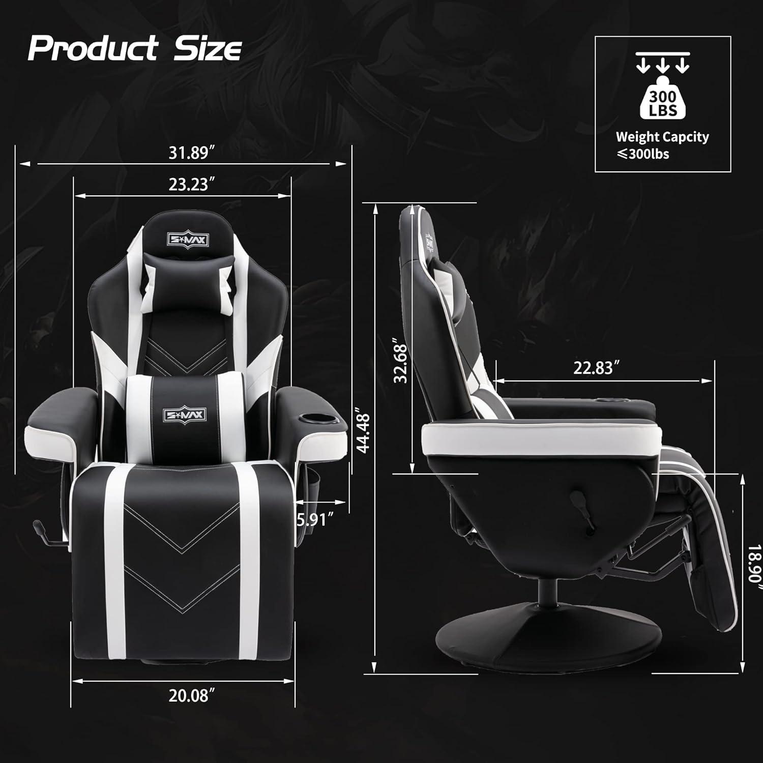 Gaming Stuhl mit Fußstütze hoher Rückenlehne Becherhalter