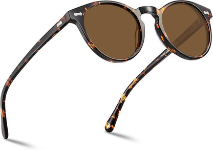 Polarisierte Sonnenbrille Herren Runden Rahmen Lederetui