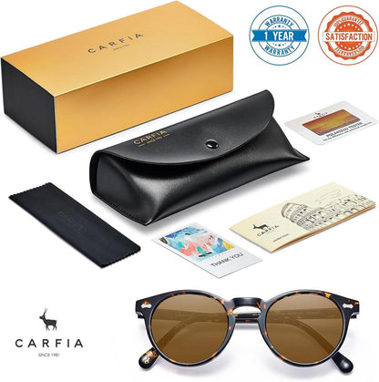 Polarisierte Sonnenbrille Herren Fahrenbrille Rund Schwarz mit Etui