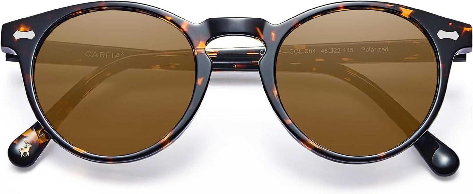 CARFIA Herren-Polarisierte Sonnenbrille Rundes Rahmen Lederetui