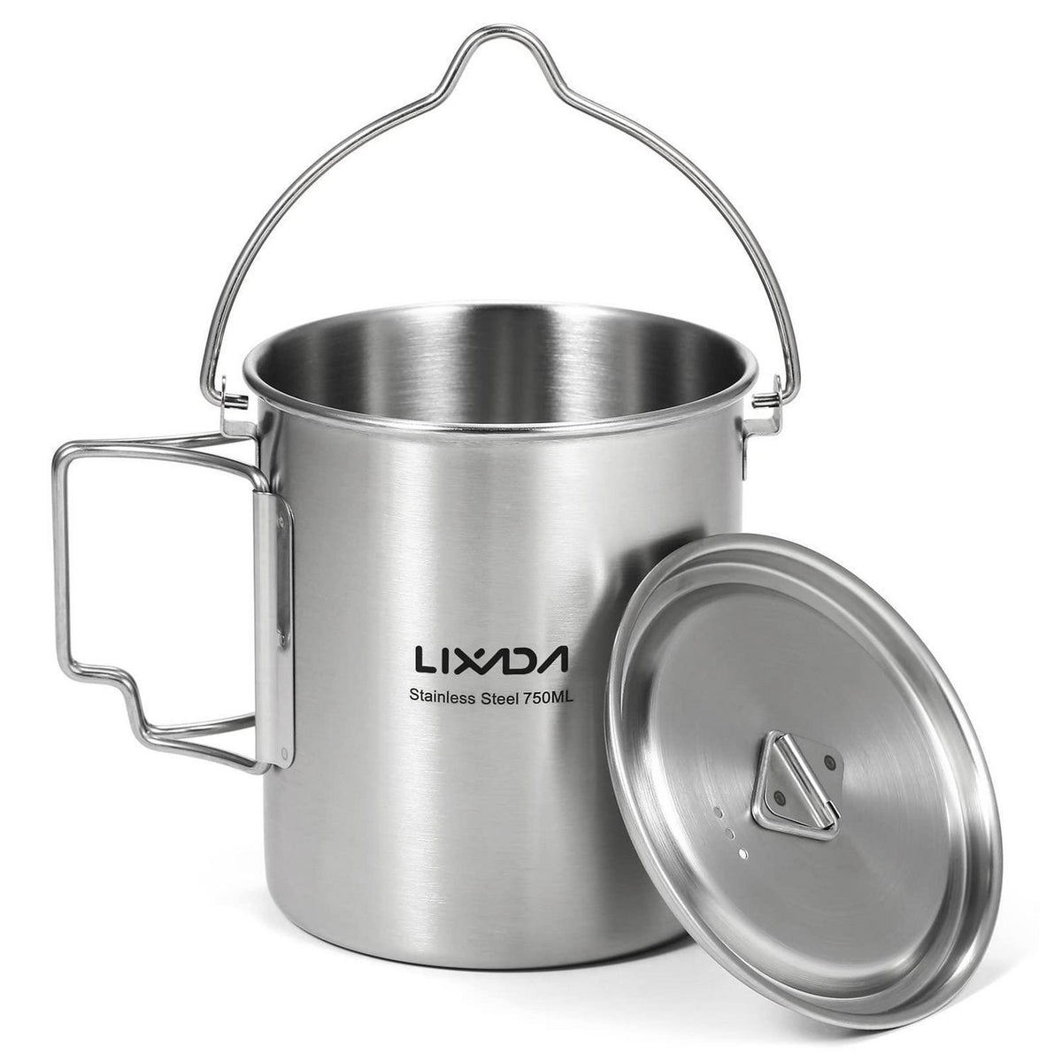 750ml Camping Topf Edelstahl mit Löffel & Deckel