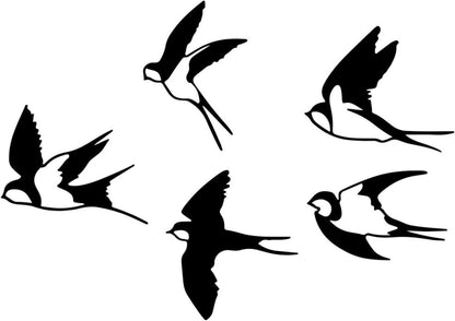Metall Vogel Wanddekoration 5 Stück schwarze