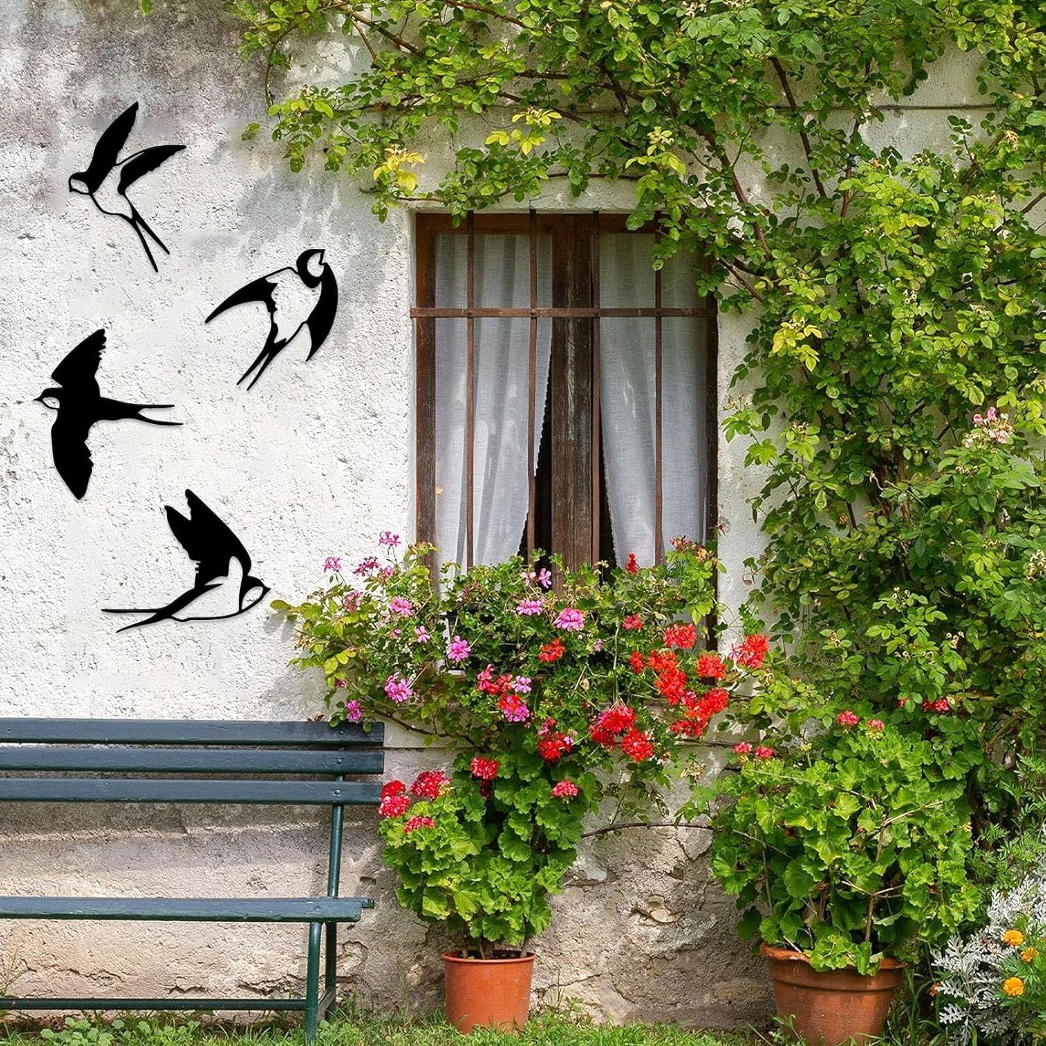 Metall Vogel Wanddekoration 5 Stück schwarze