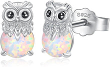 Tier-Ohrringe Silber 925 Damen Eule Opal Ohrstecker