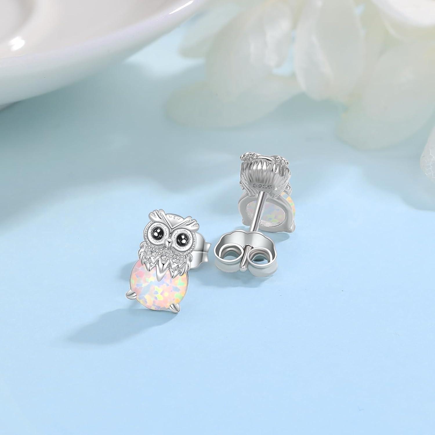 Panda Eulen Koala Silber 925 Mädchen Tier Opal Ohrringe Eule