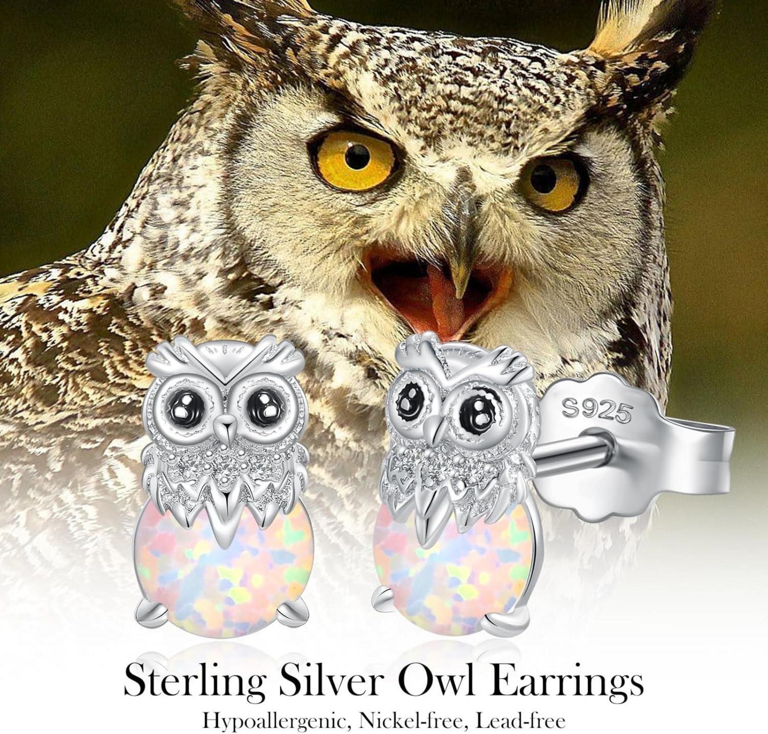 925 Silber Eule Ohrringe Mädchen Opal Tier Ohrstecker Panda Eulen Koala