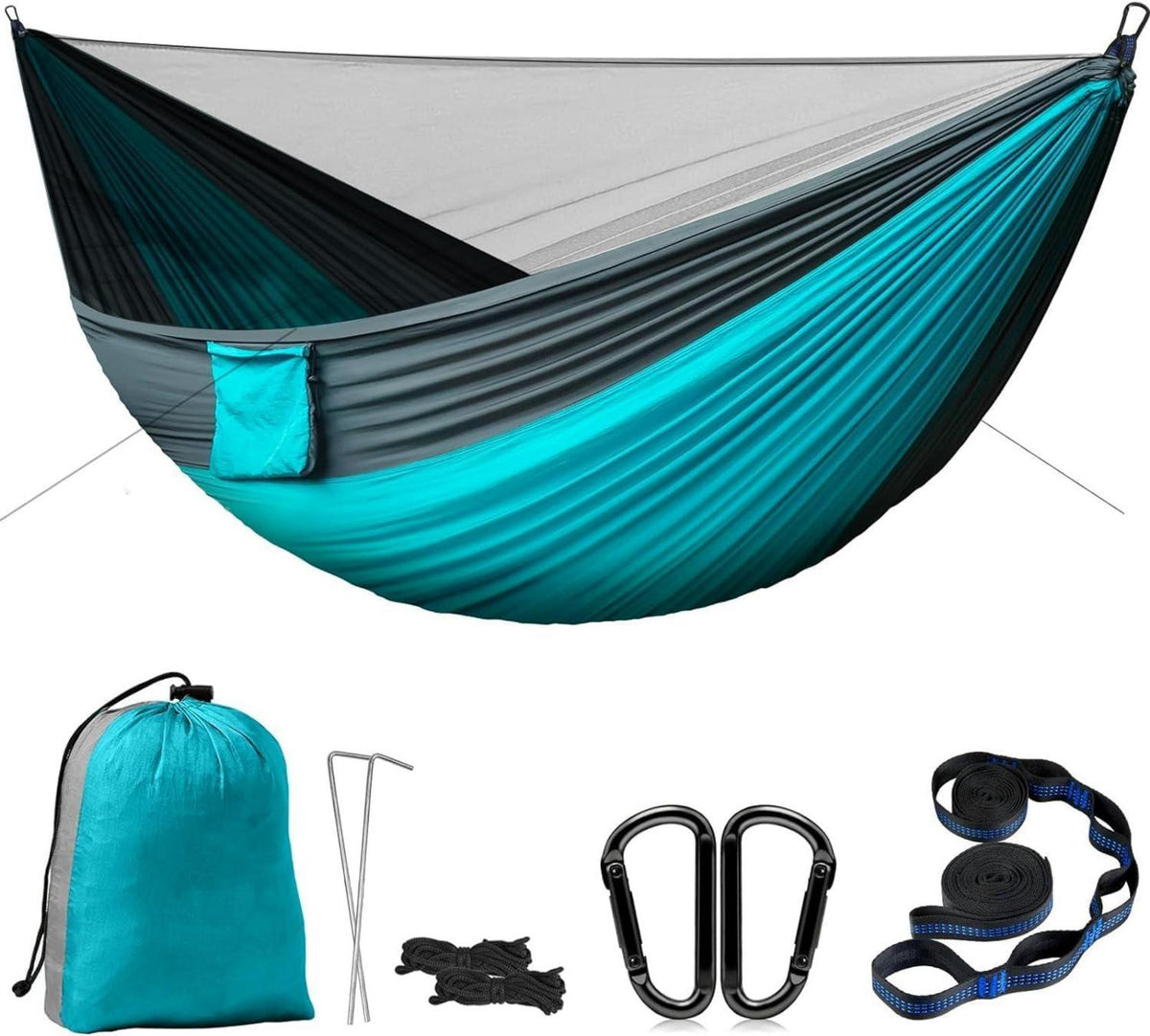 Hängematte mit Moskitonetz für Outdoor Camping 300kg 290x140cm Blau