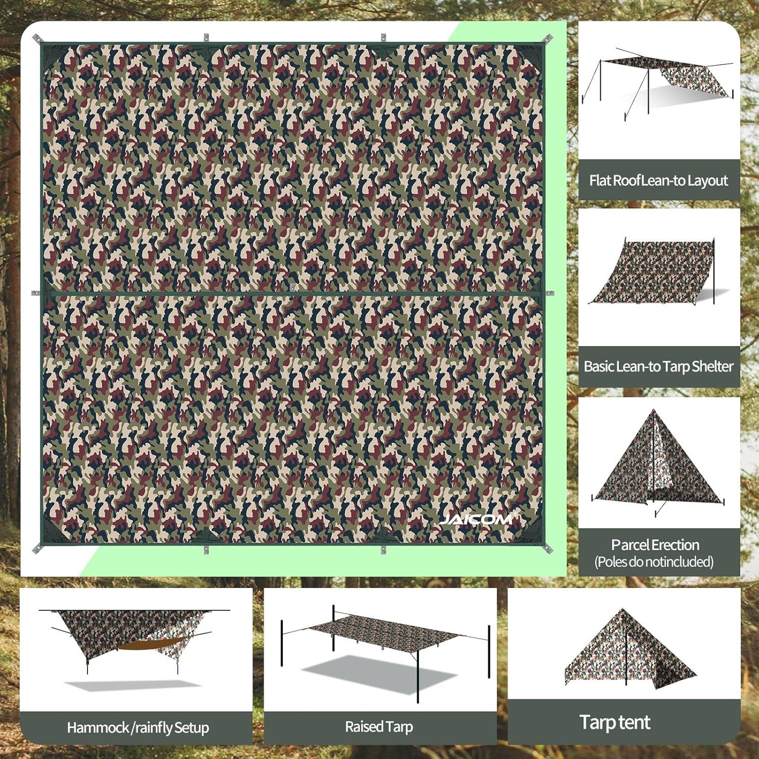 Camping Tarp Wasserdicht 3x3M Ultraleicht UV-Schutz & Regen