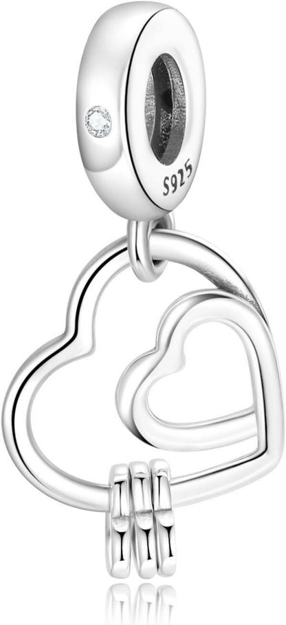 925 Silber Herz Charms Anhänger für Europäische Armbänder Halskette