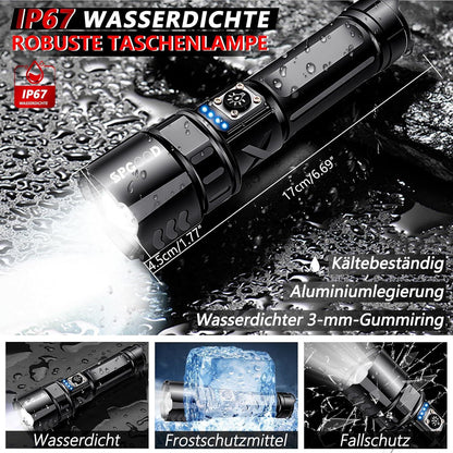 20000 Lumen USB aufladbar IP67 wasserdicht LED Taschenlampe Handlampe
