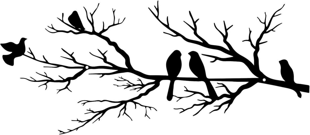Metall-Wanddekoration Vögel Silhouette Ast Außenbereich