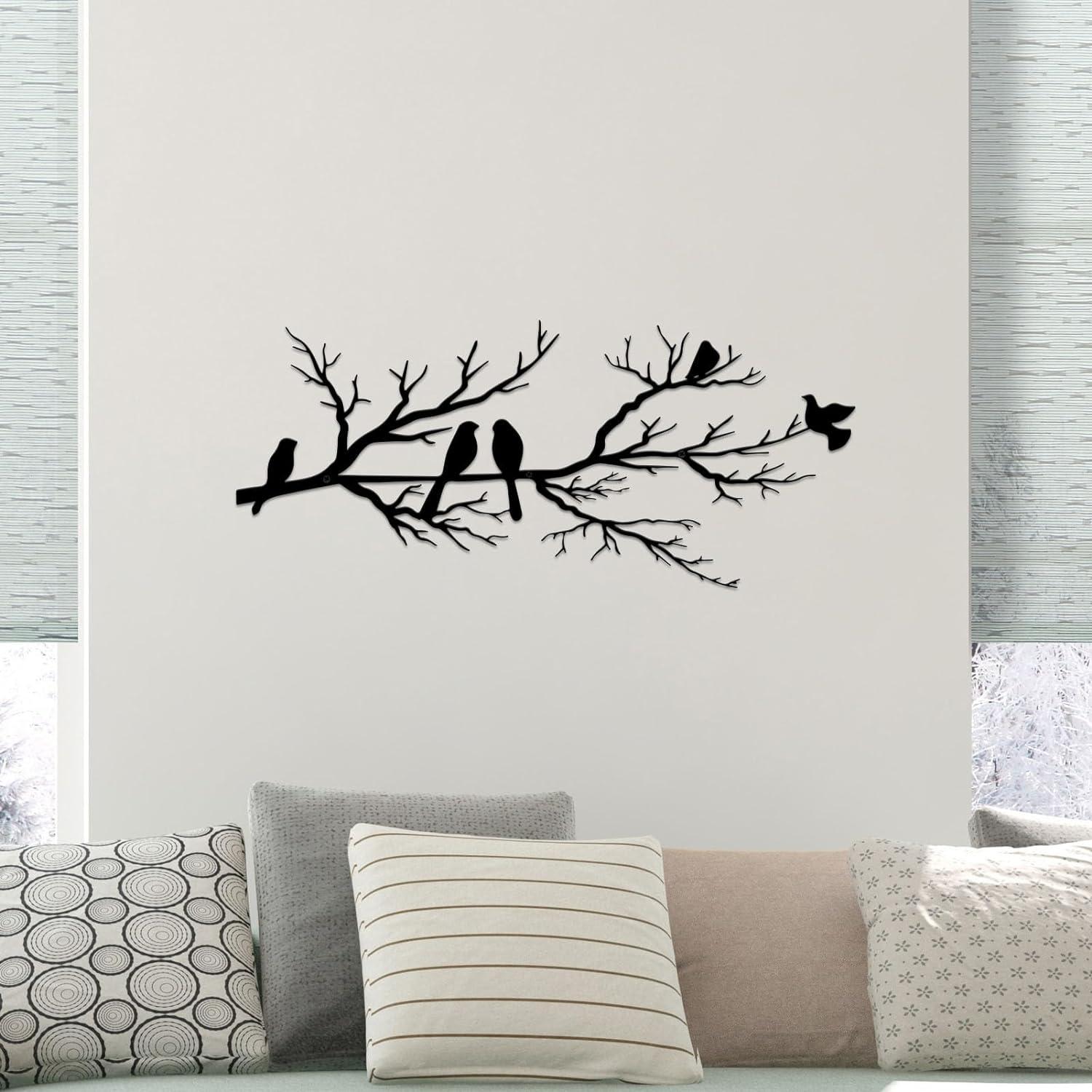 Metall-Wanddekoration Vögel Silhouette Ast Außenbereich