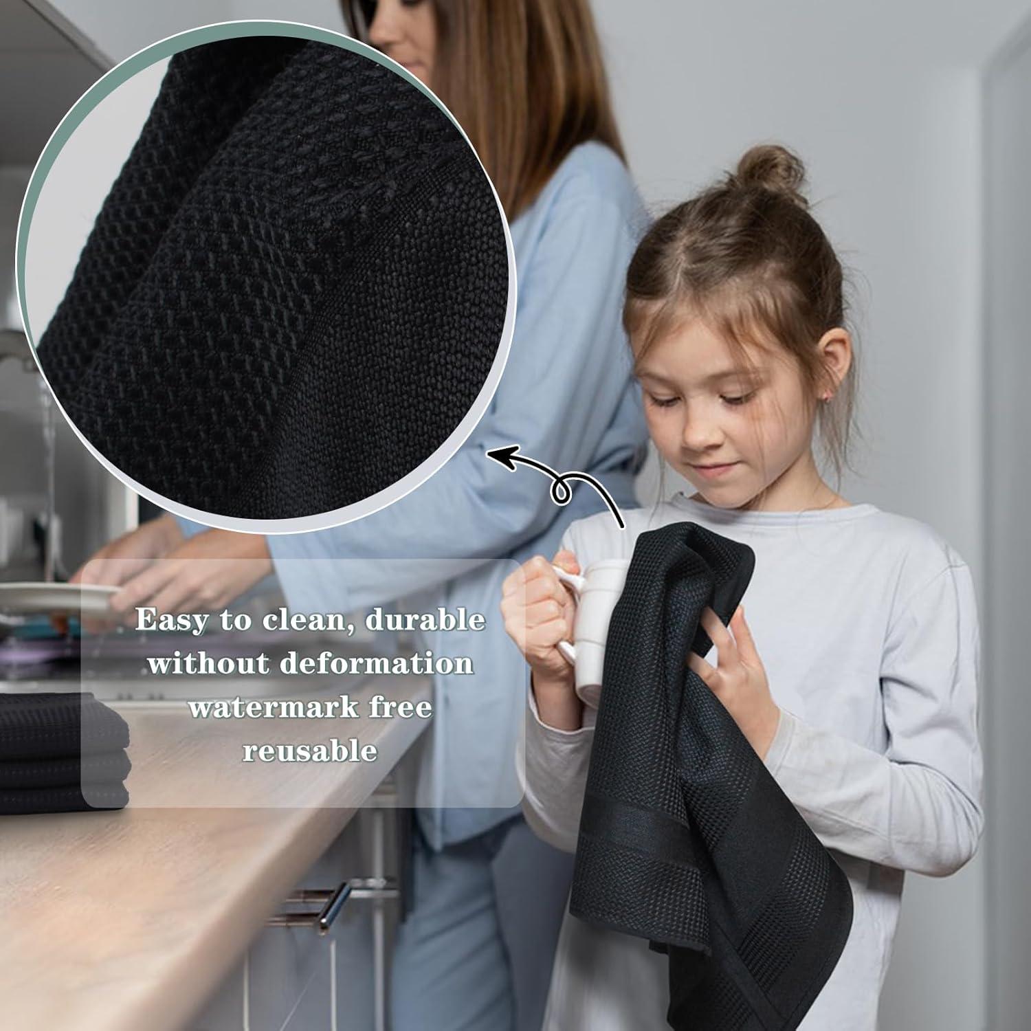 VIVOTE Microfaser Geschirrtücher 40x60cm Schwarz 4 Stück fusselfrei und saugfähig