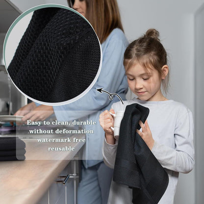 VIVOTE Microfaser Geschirrtücher 40x60cm Schwarz 4 Stück fusselfrei und saugfähig