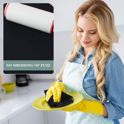 VIVOTE Microfaser Geschirrtücher 40x60cm Schwarz 4 Stück fusselfrei und saugfähig