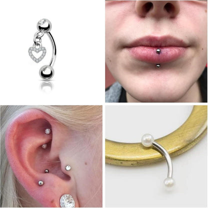 Curved Barbell Piercing Augenbrauen Lippe Helix Rook Daith 8mm Chirurgenstahl 1,2mm