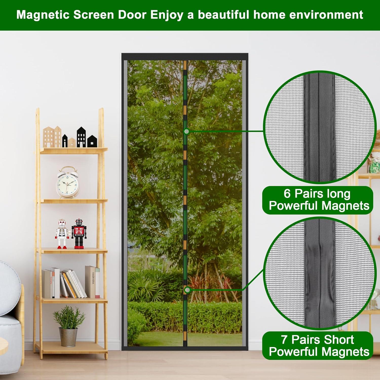 Fliegengitter Tür 65x200cm Magnet Insektenschutz Schwarz magnetisch