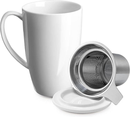 Porzellan Teetasse mit Deckel, Sieb & Henkel, 450ml