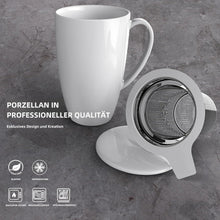 Porzellan Teetasse mit Sieb, Deckel, 450ml