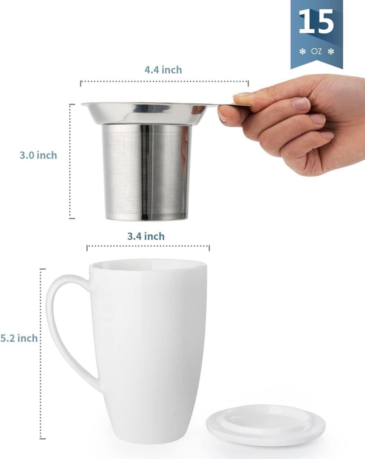 Porzellan Teetasse mit Deckel, Sieb & Henkel, 450ml