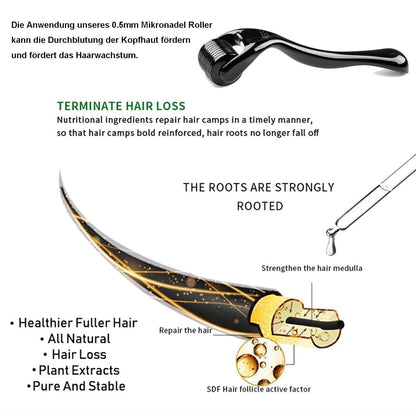 Rosmarinöl Haarwachstum Serum mit Dermaroller 0.5mm Anti-Haarausfall