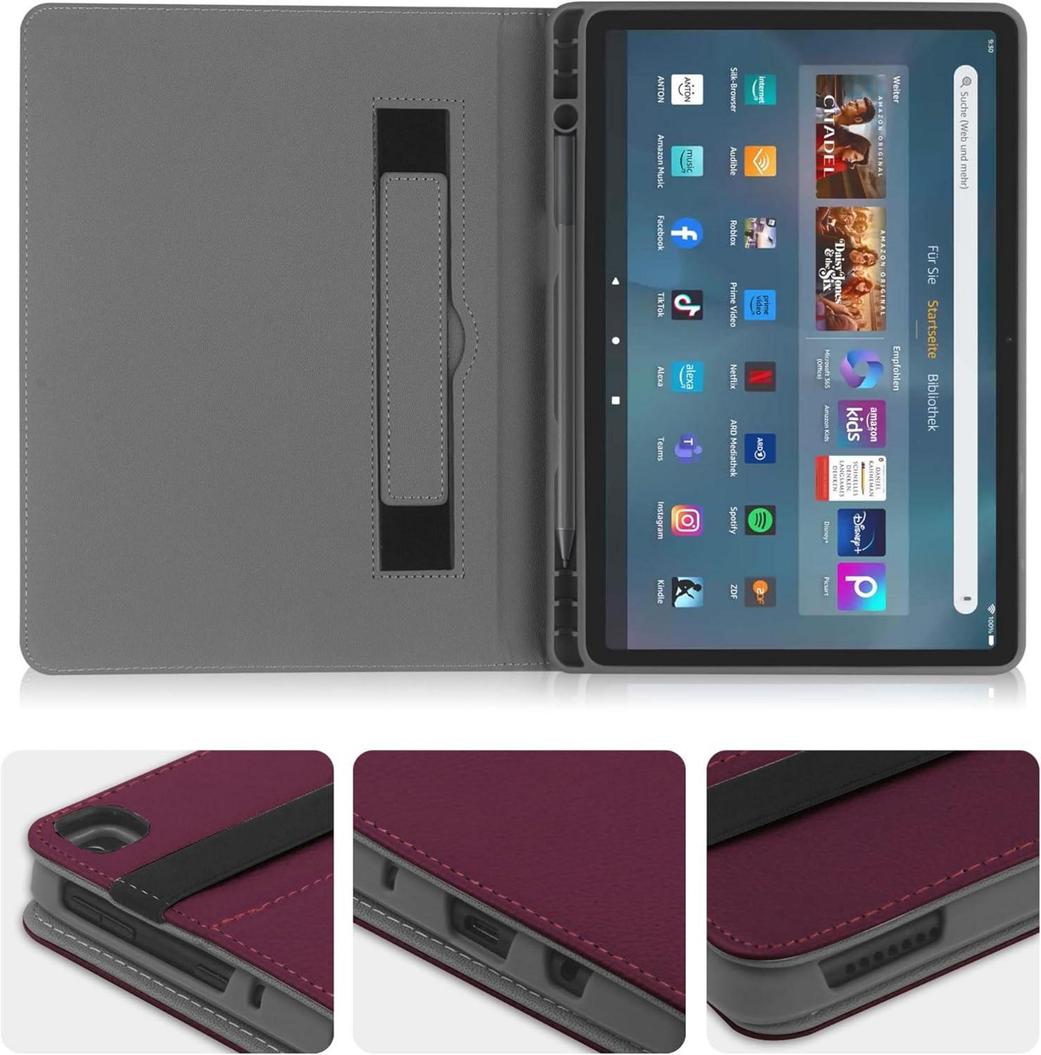 HoYiXi Hülle für Amazon Fire HD 10 & 10 Plus Tablet, Kids Anti-Drop Schutzhülle mit Ständer und Stifttasche, Lila