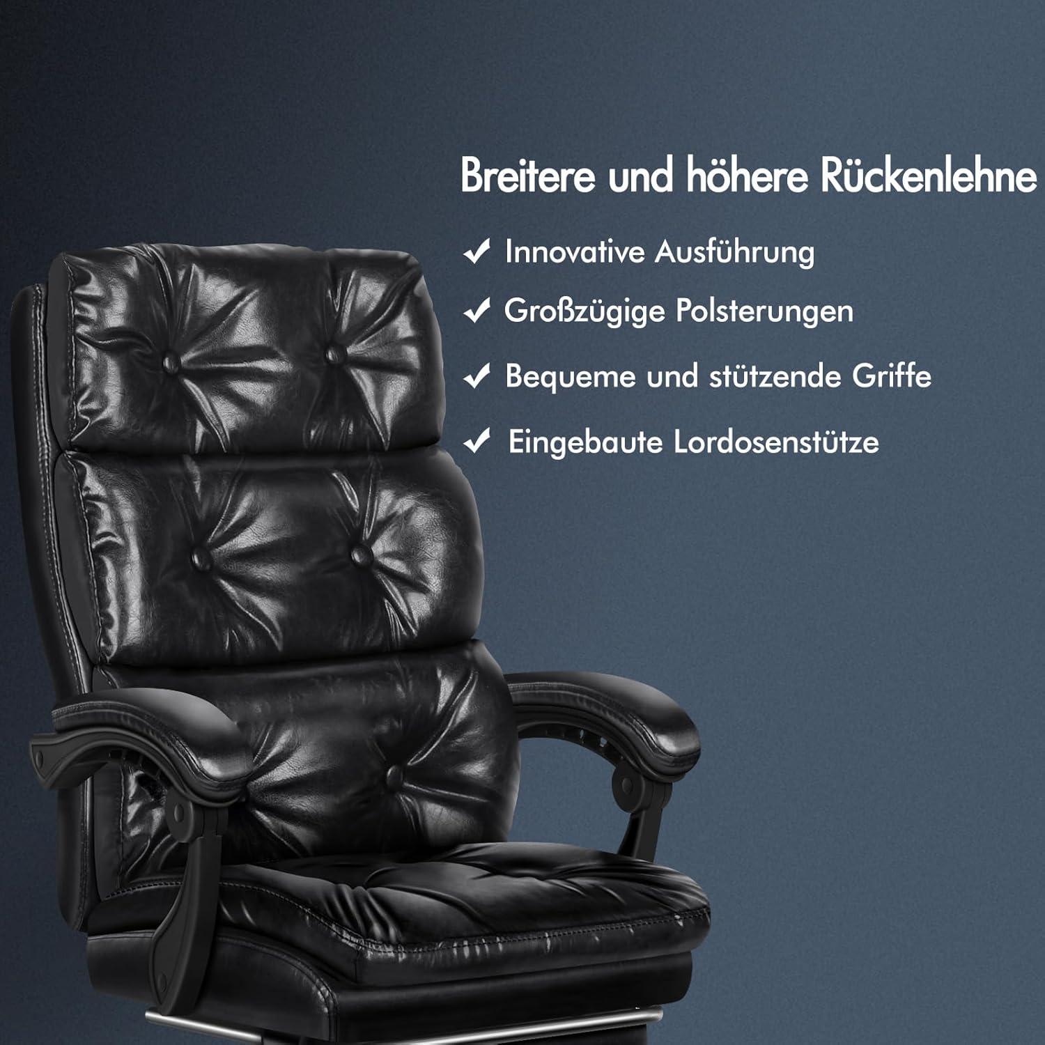 Ergonomischer Bürostuhl mit Fußstütze und hoher Rückenlehne