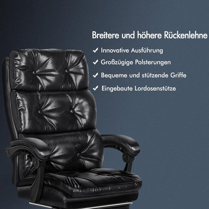 Ergonomischer Bürostuhl mit Fußstütze und hoher Rückenlehne