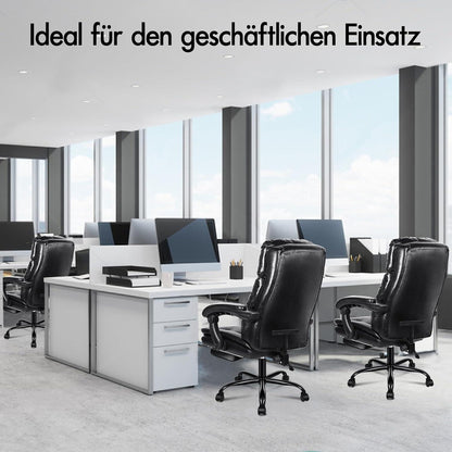 Bürostuhl mit Doppellagigem Kissen und Fußstützen-Armlehnen in Schwarz